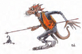 The iconic AD&D Kobold artwork; you can actually see similarities to 3e if you squint.