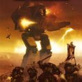 A Warlord Battle Titan taking part in an enormous assault with Space Marines. It's the cover of a book by Dan Abnett, did you expect anything less?