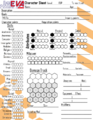 The Character sheet. New version with updated heath track and fixed skill list