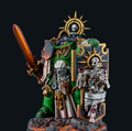 A Primaris Salamander Captain with a relic Storm Shield